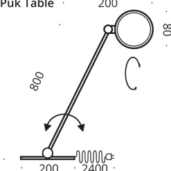 Top Light Puk Mini Table Single Tischleuchte, 80 cm, Gehäuse