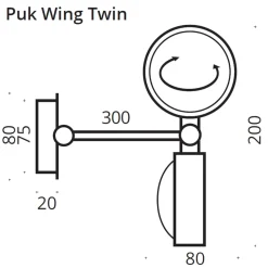 Top Light Puk Wing Twin Wand- / Deckenleuchte, 30 cm, Gehäuse