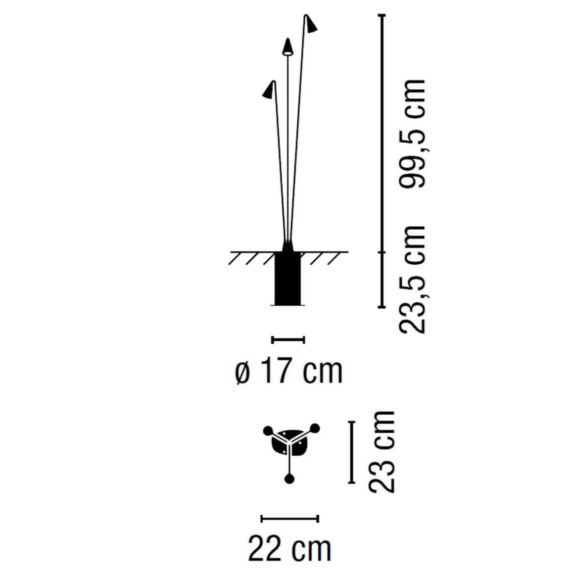 Vibia Brisa LED Außenleuchte, 3-flg.
