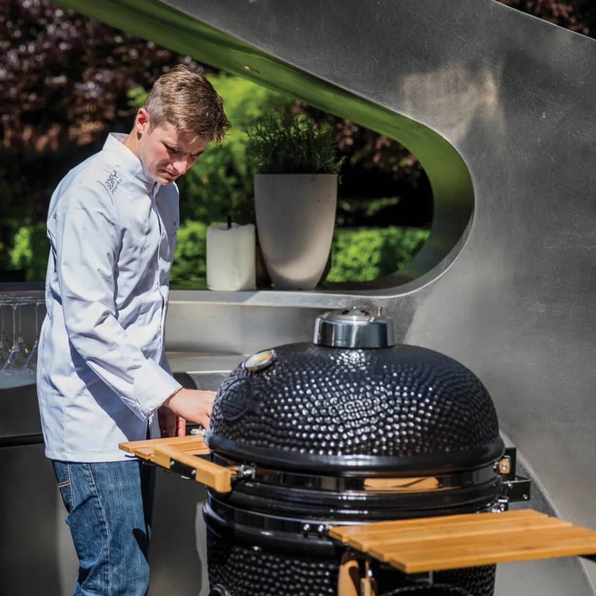 Yakiniku Kamado Grill inkl. Ständer, Seitentischen & Pro Set, Sorglos-Paket