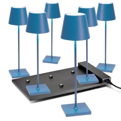 Zafferano AiLati 6er Set Poldina Pro LED Akkuleuchte inkl. Multi-Kontaktladestation