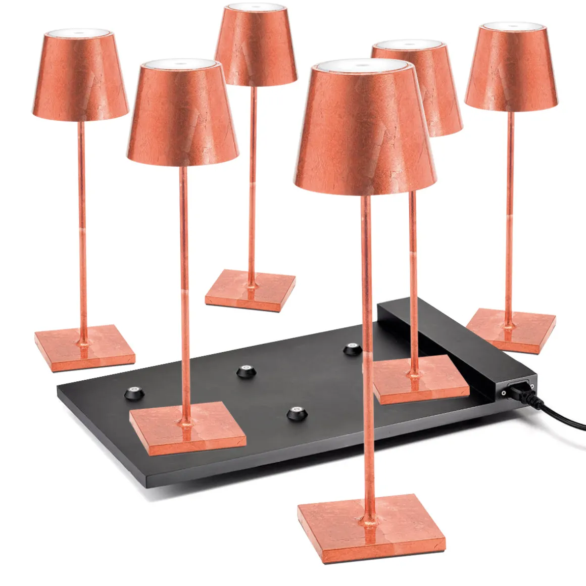 Zafferano AiLati 6er Set Poldina Pro LED Akkuleuchte inkl. Multi-Kontaktladestation