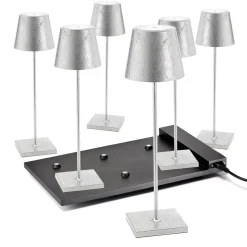 Zafferano AiLati 6er Set Poldina Pro LED Akkuleuchte inkl. Multi-Kontaktladestation