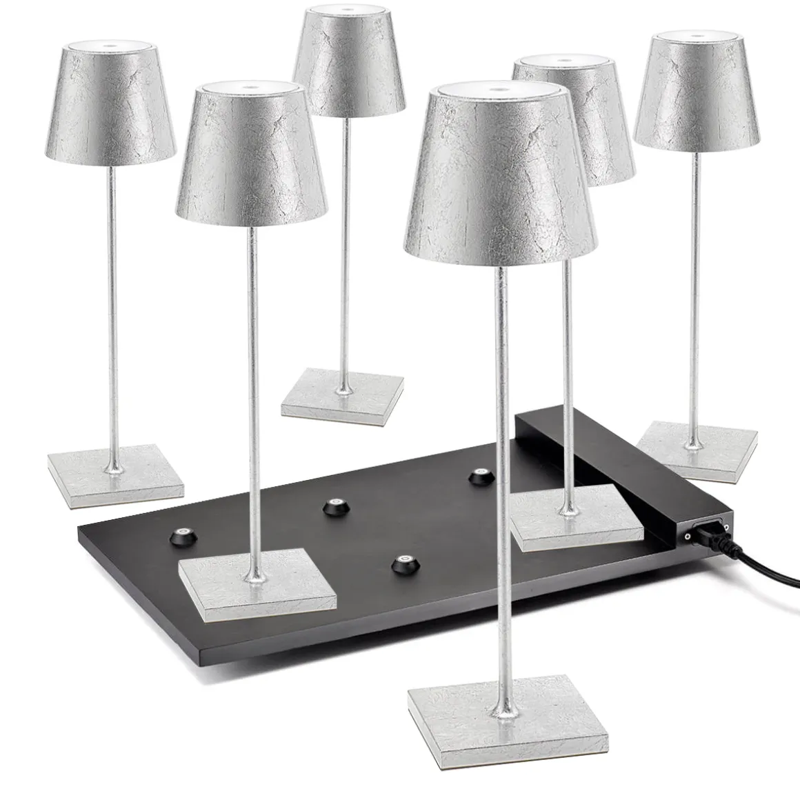 Zafferano AiLati 6er Set Poldina Pro LED Akkuleuchte inkl. Multi-Kontaktladestation