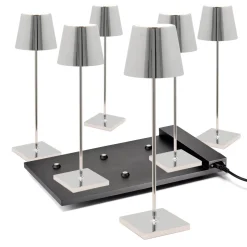 Zafferano AiLati 6er Set Poldina Pro LED Akkuleuchte inkl. Multi-Kontaktladestation