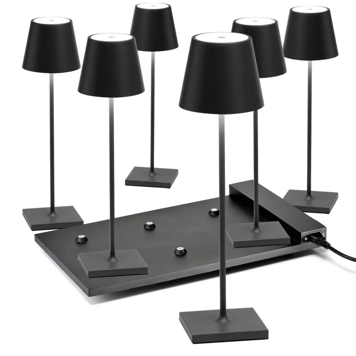 Zafferano AiLati 6er Set Poldina Pro LED Akkuleuchte inkl. Multi-Kontaktladestation