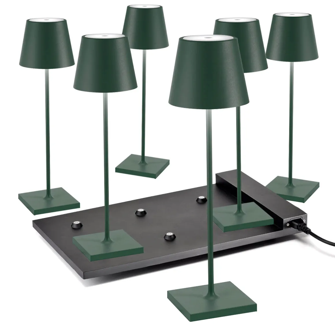 Zafferano AiLati 6er Set Poldina Pro LED Akkuleuchte inkl. Multi-Kontaktladestation