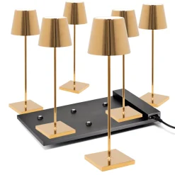 Zafferano AiLati 6er Set Poldina Pro LED Akkuleuchte inkl. Multi-Kontaktladestation