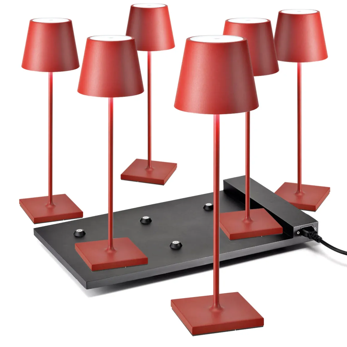 Zafferano AiLati 6er Set Poldina Pro LED Akkuleuchte inkl. Multi-Kontaktladestation