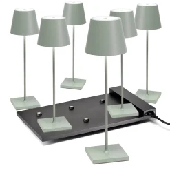 Zafferano AiLati 6er Set Poldina Pro LED Akkuleuchte inkl. Multi-Kontaktladestation