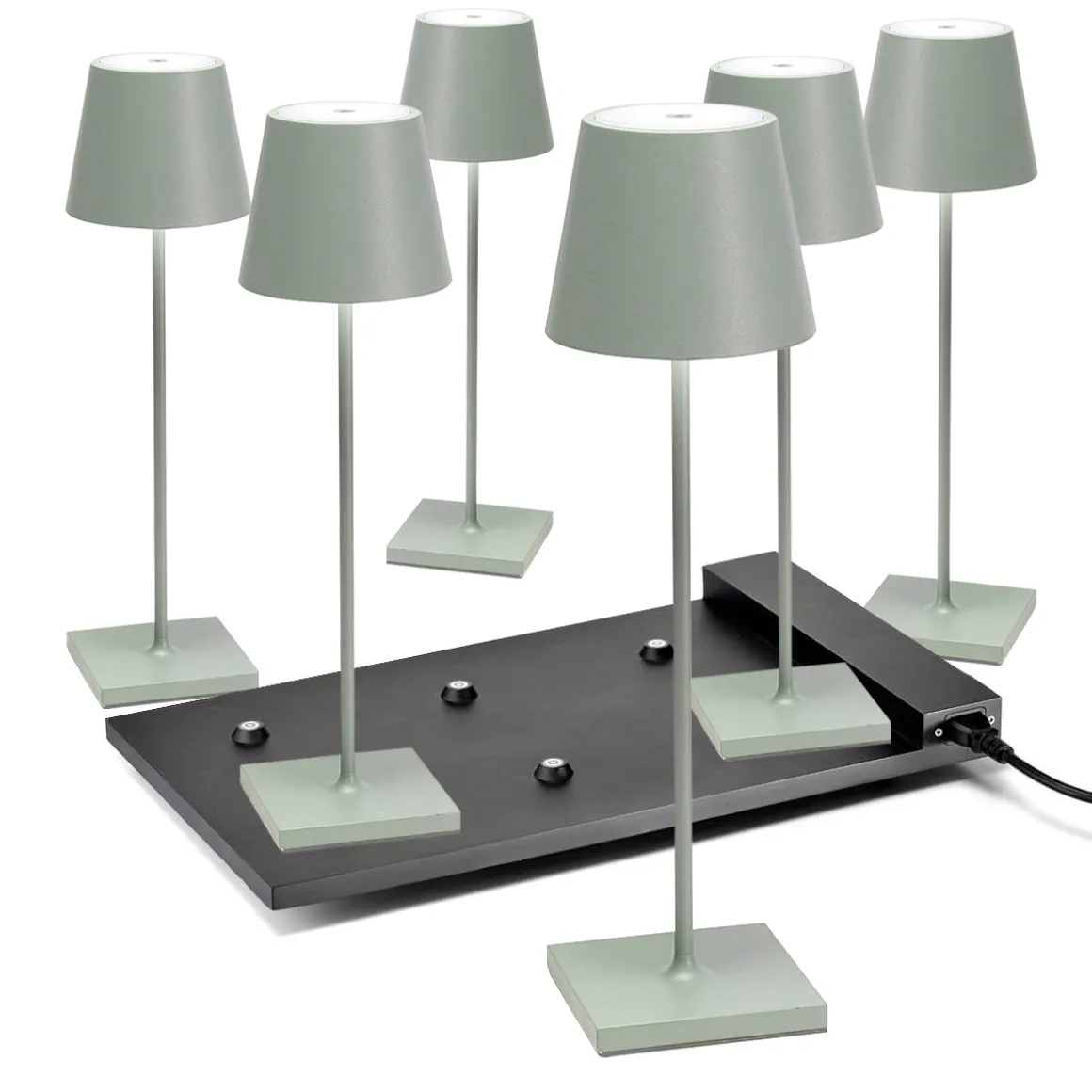 Zafferano AiLati 6er Set Poldina Pro LED Akkuleuchte inkl. Multi-Kontaktladestation