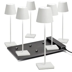 Zafferano AiLati 6er Set Poldina Pro LED Akkuleuchte inkl. Multi-Kontaktladestation