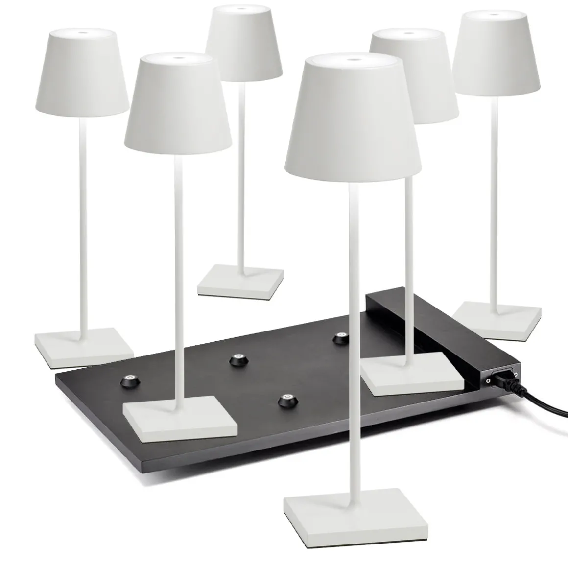 Zafferano AiLati 6er Set Poldina Pro LED Akkuleuchte inkl. Multi-Kontaktladestation